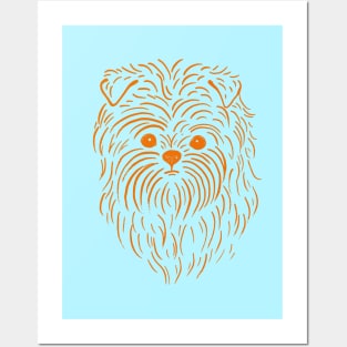 Affenpinscher (Light Blue and Orange) Posters and Art